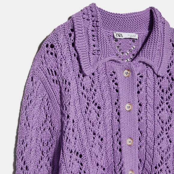 purple cardigan zara